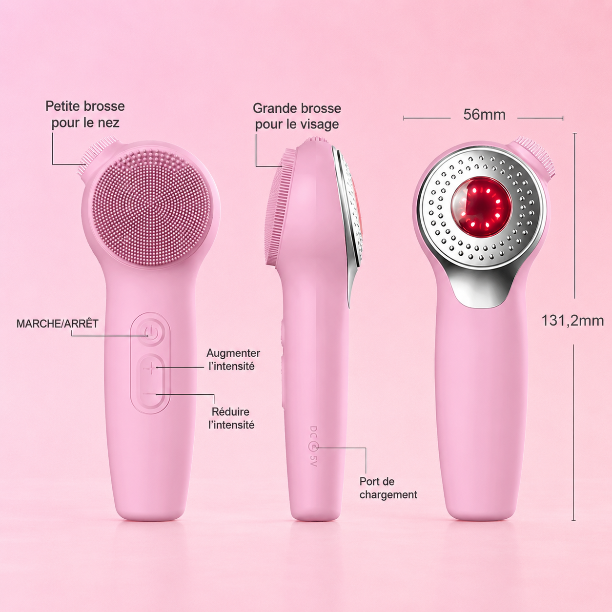 Teenydeer Brosse Nettoyante Visage Sonique et Chauffante